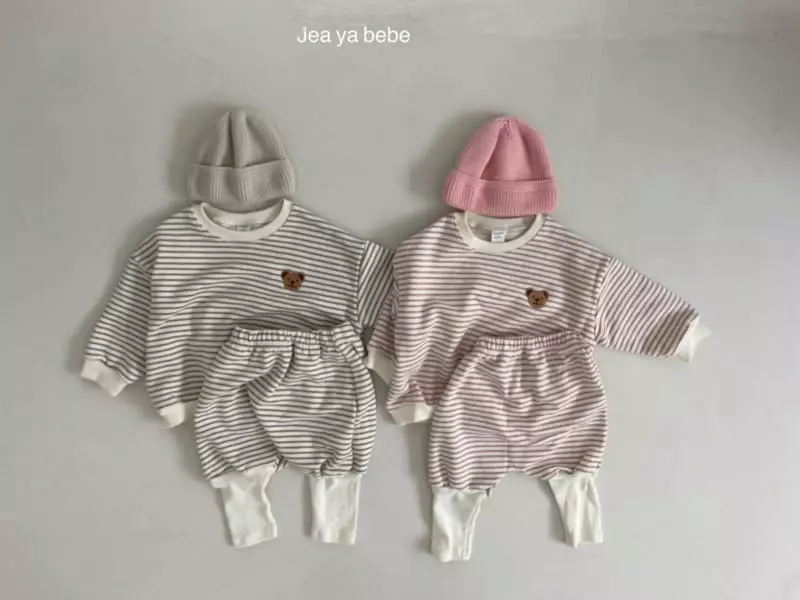 Jeaya & Mymi - Korean Children Fashion - #stylishchildhood - Bbang Dduck Stripes Top Bottom Set - 9