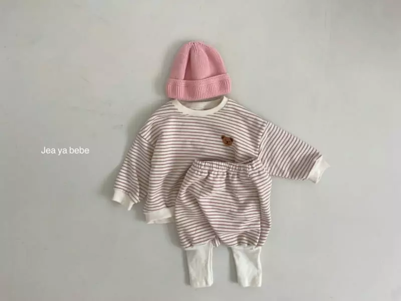 Jeaya & Mymi - Korean Children Fashion - #toddlerclothing - Bbang Dduck Stripes Top Bottom Set - 8