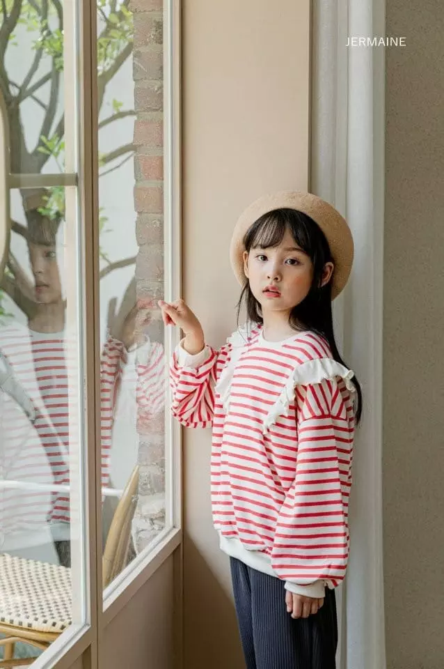 Jermaine - Korean Children Fashion - #discoveringself - Dalcom Frill Stripes Sweatshirt