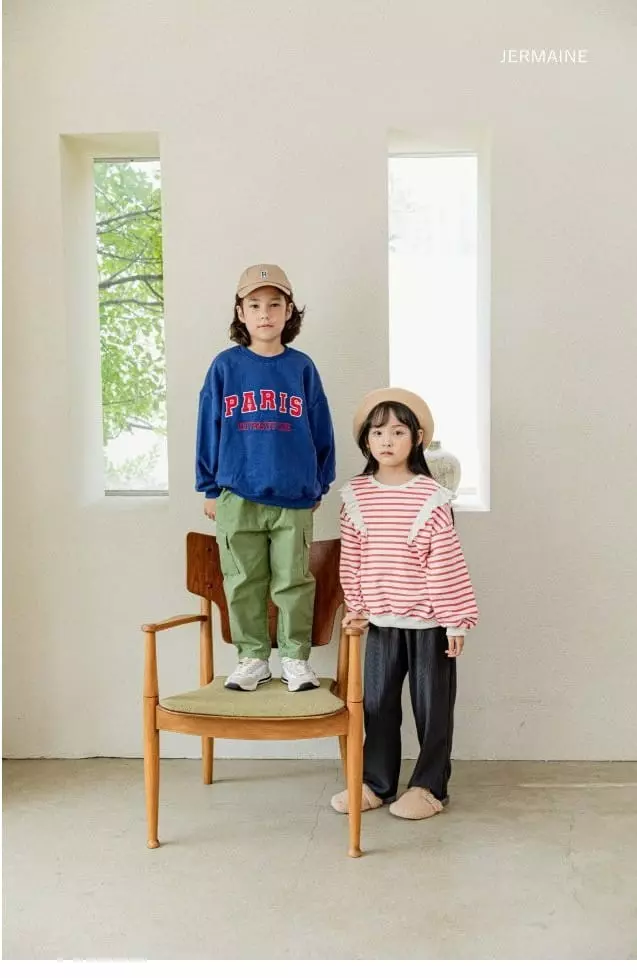 Jermaine - Korean Children Fashion - #kidsshorts - Dalcom Frill Stripes Sweatshirt - 3