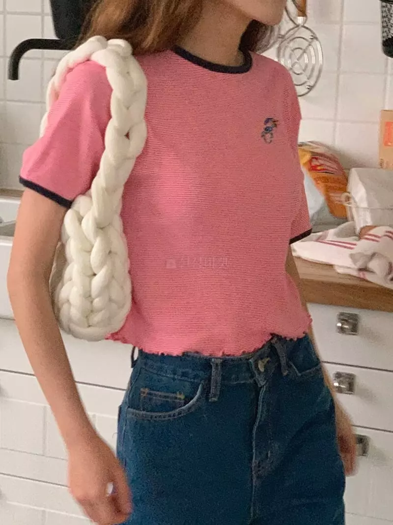 Jkichi - Korean Women Fashion - #momslook - Embroidery Tee - 8