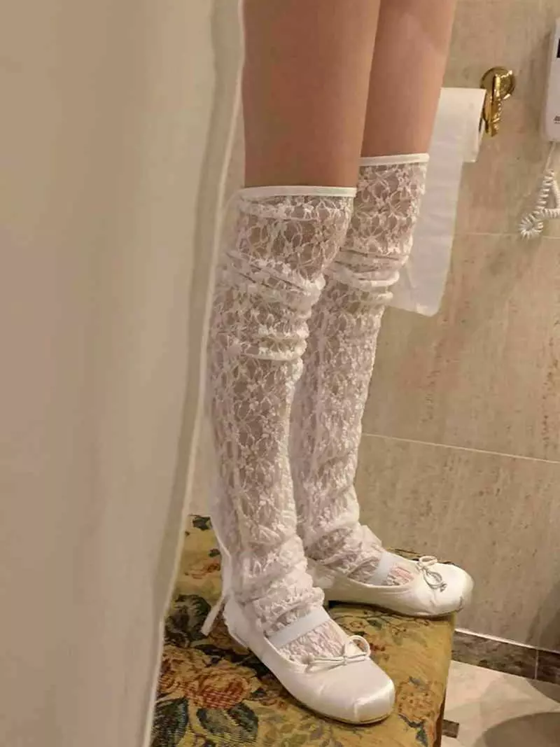 Jkichi - Korean Women Fashion - #momslook - Lace Ribbon Socks - 2