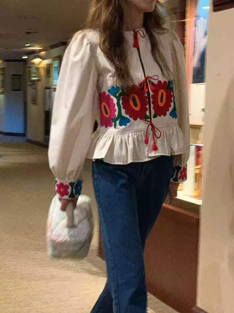 Jkichi - Korean Women Fashion - #momslook - Flower Blouse - 9