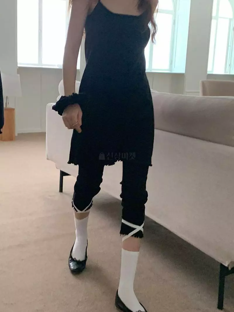 Jkichi - Korean Women Fashion - #momslook - Eyelet Sleeveless Leggings Hairing Set
