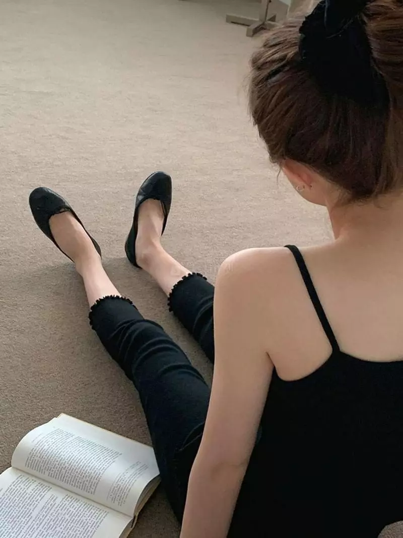 Jkichi - Korean Women Fashion - #pursuepretty - Eyelet Sleeveless Leggings Hairing Set - 9