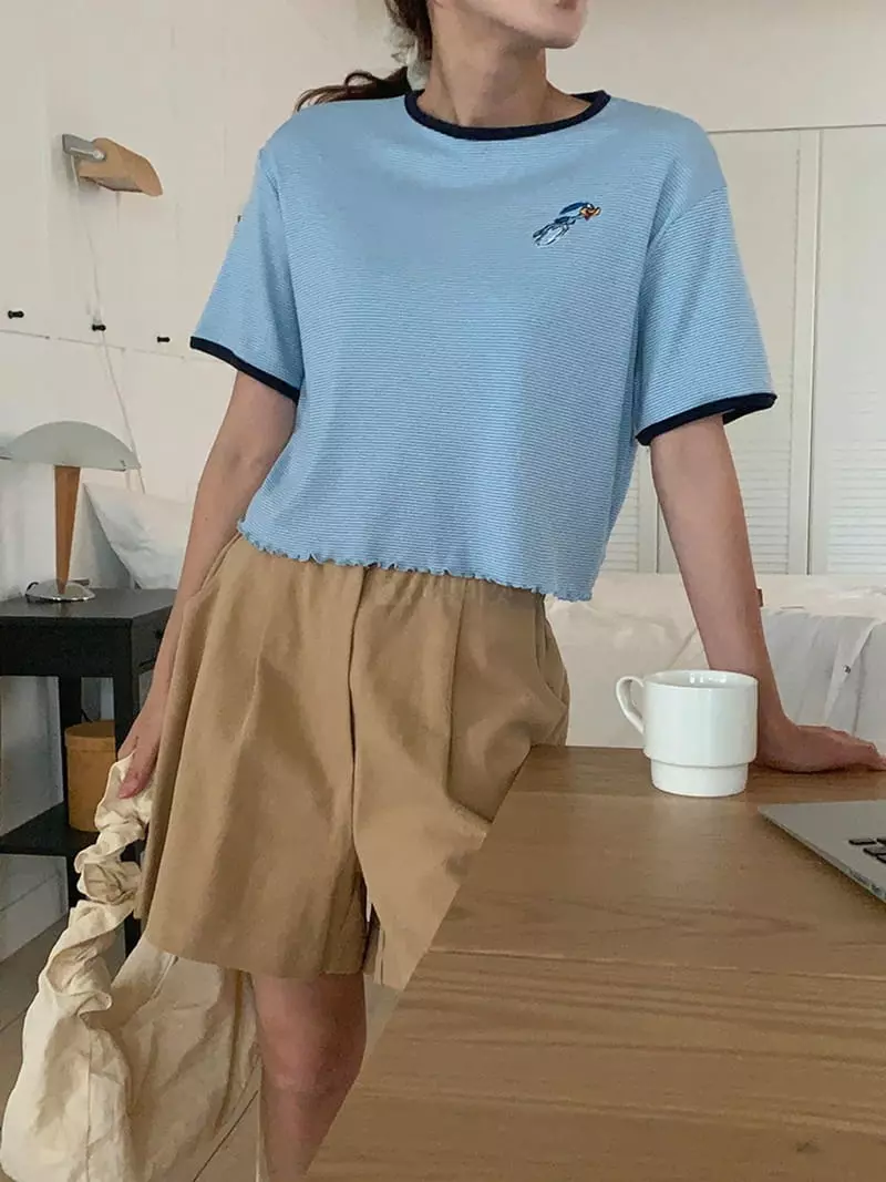 Jkichi - Korean Women Fashion - #womensfashion - Embroidery Tee - 9