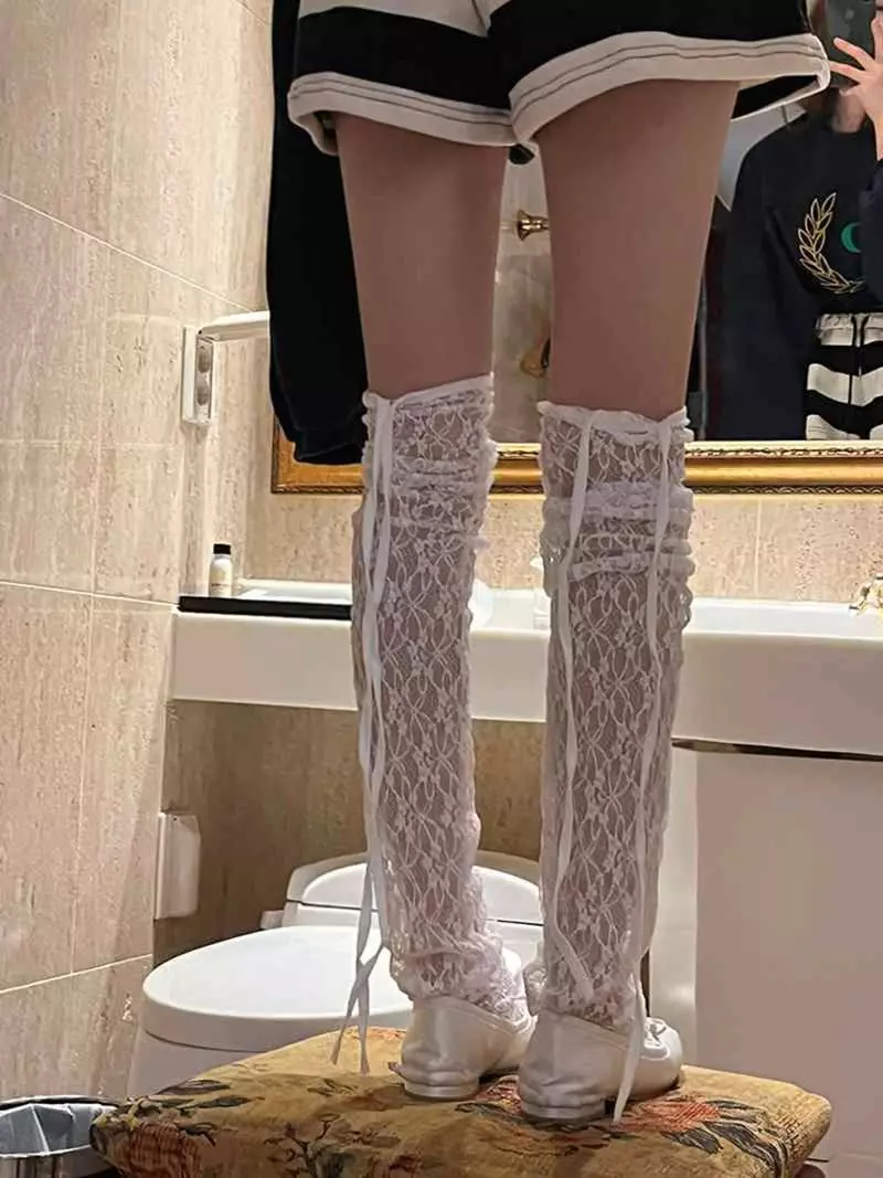 Jkichi - Korean Women Fashion - #womensfashion - Lace Ribbon Socks - 7