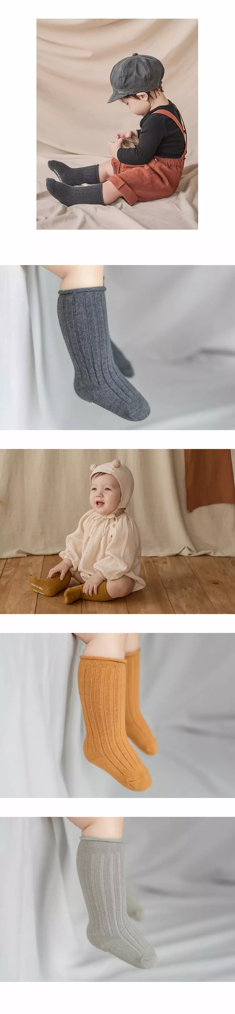 Kids Clara - Korean Baby Fashion - #babyootd - Maco Rolling Knee Socks [set of 5] - 6