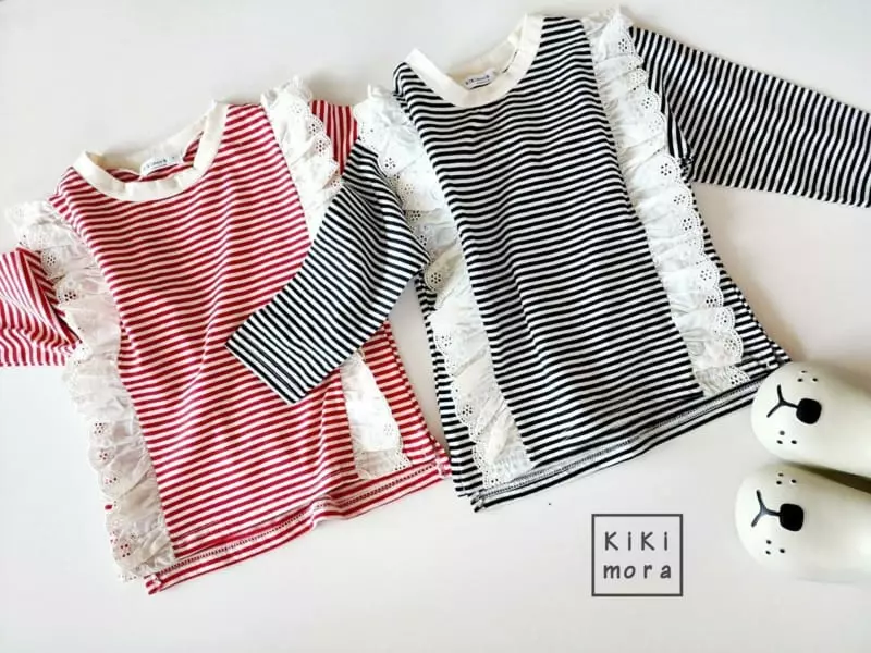 Kikimora - Korean Children Fashion - #designkidswear - Sltripes Lace Tee - 2