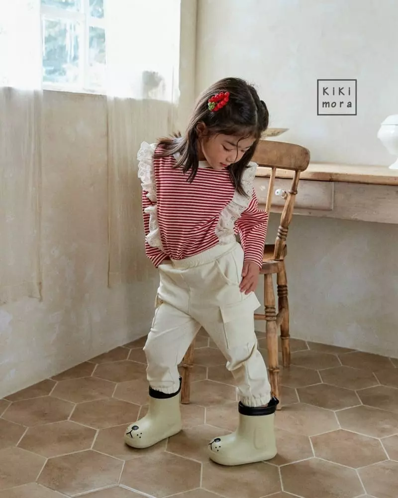 Kikimora - Korean Children Fashion - #discoveringself - Sltripes Lace Tee - 3