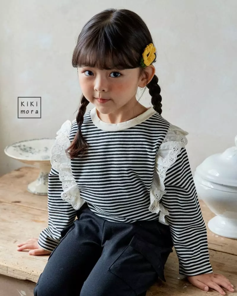 Kikimora - Korean Children Fashion - #kidzfashiontrend - Sltripes Lace Tee - 7