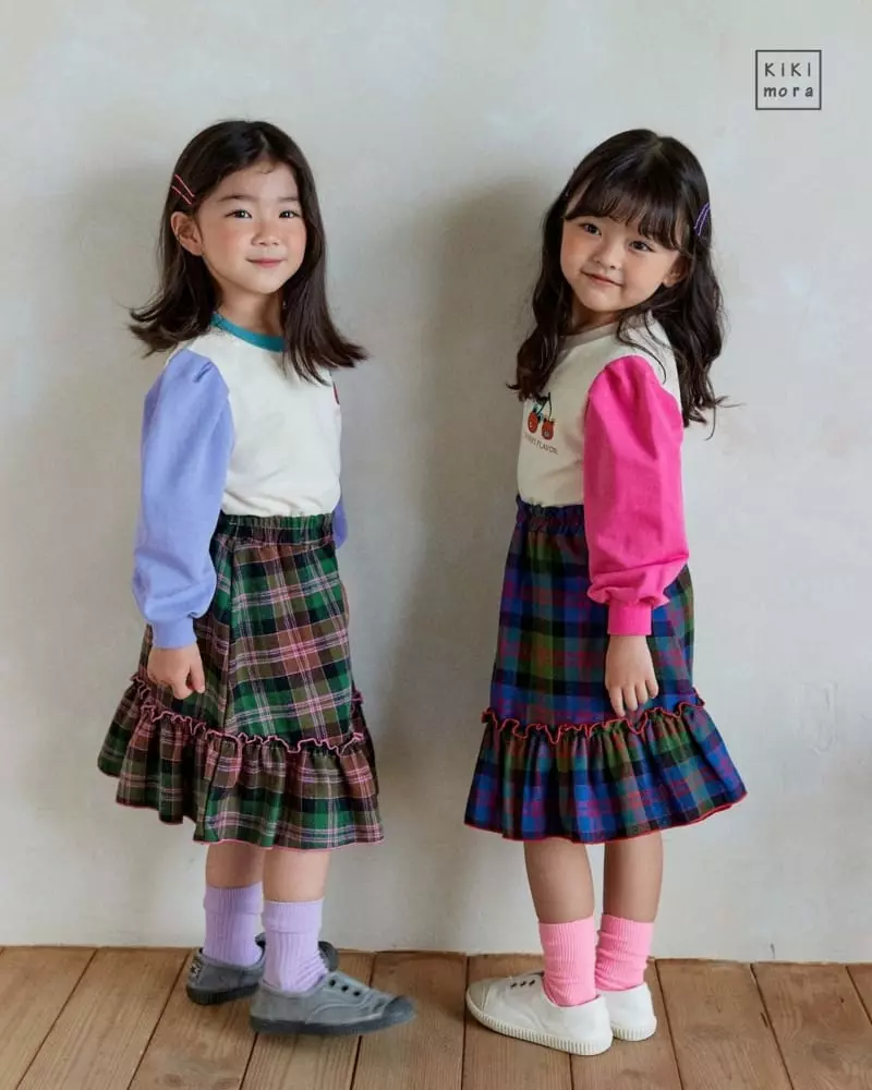 Kikimora - Korean Children Fashion - #minifashionista - Long Check Skirt - 3