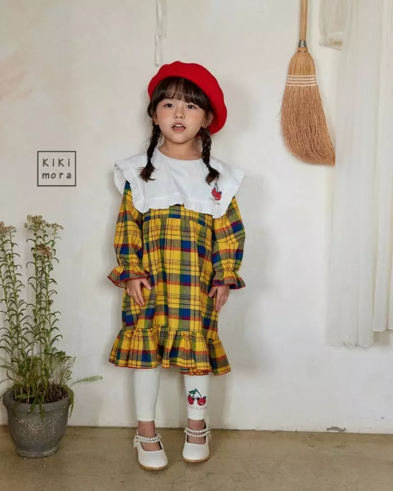 Kikimora - Korean Children Fashion - #minifashionista - Collar Check One-piece