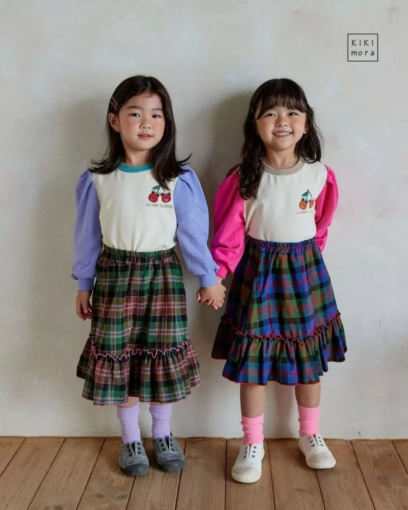 Kikimora - Korean Children Fashion - #minifashionista - Long Check Skirt - 4