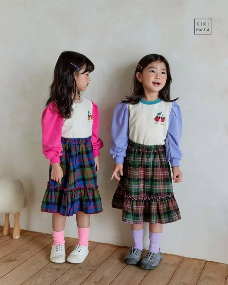 Kikimora - Korean Children Fashion - #todddlerfashion - Long Check Skirt - 5