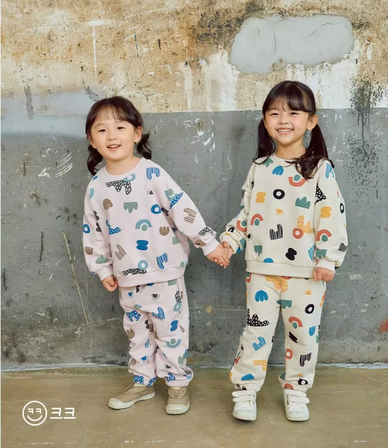 Kk - Korean Children Fashion - #Kfashion4kids - Square Top Bottom Set - 3