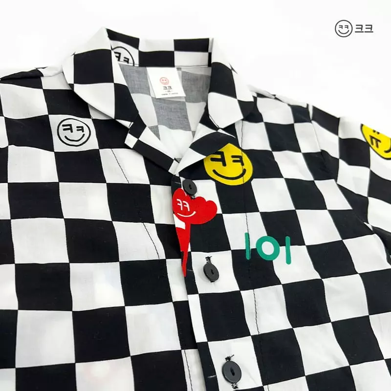Kk - Korean Children Fashion - #childrensboutique - Smile Checker Board Easywear - 8