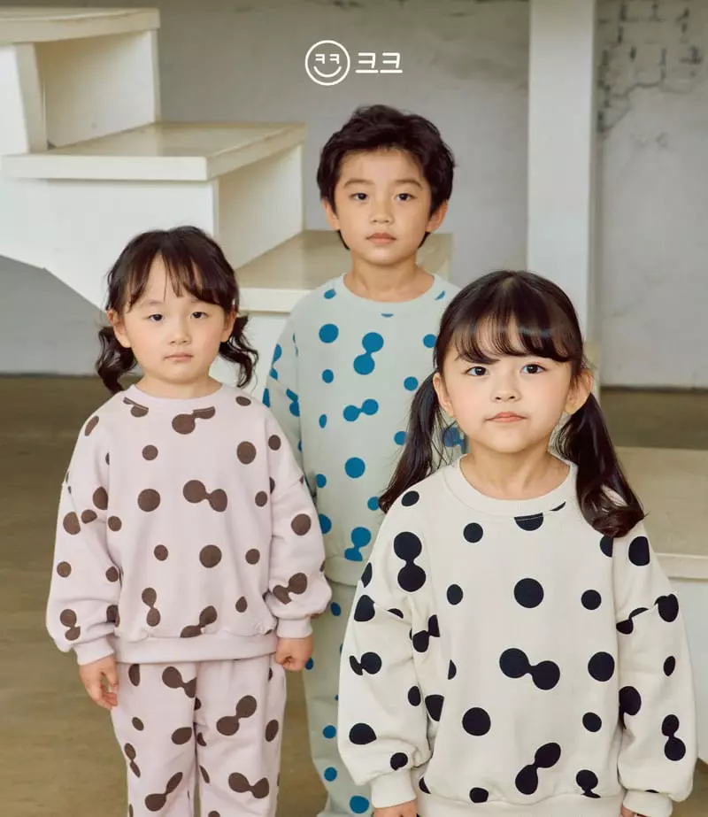 Kk - Korean Children Fashion - #childrensboutique - Dot Top Bottom Set - 3