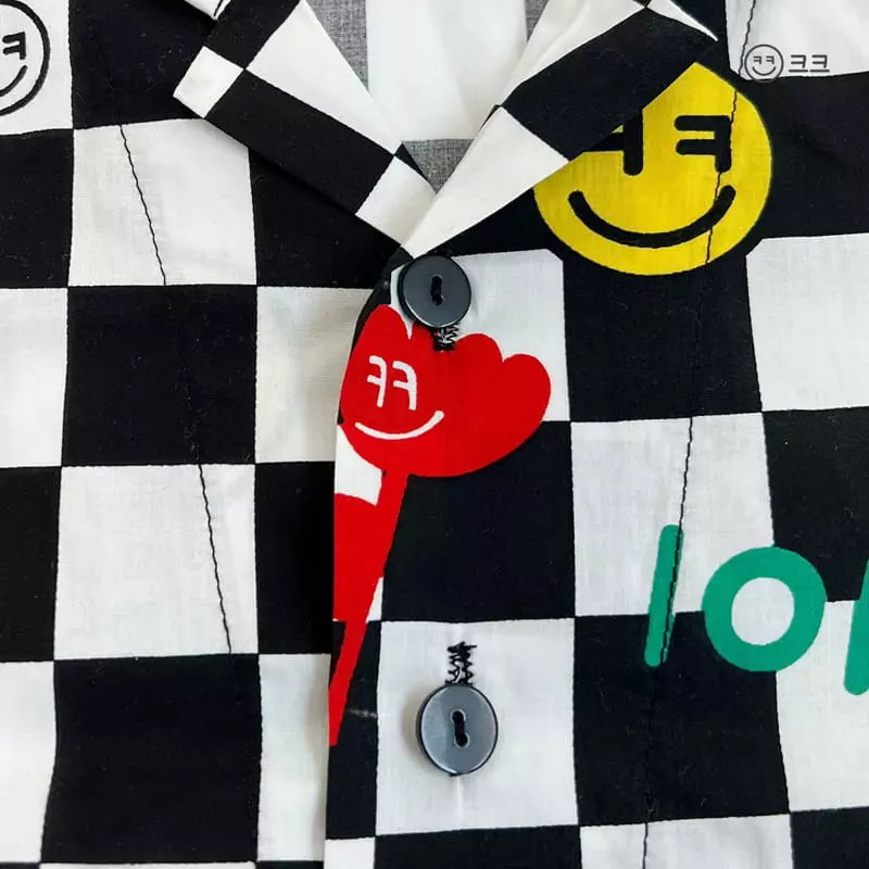 Kk - Korean Children Fashion - #discoveringself - Smile Checker Board Easywear - 10