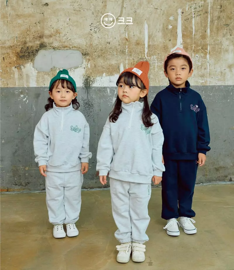 Kk - Korean Children Fashion - #discoveringself - Smile Embroidery Top Bottom Set - 6