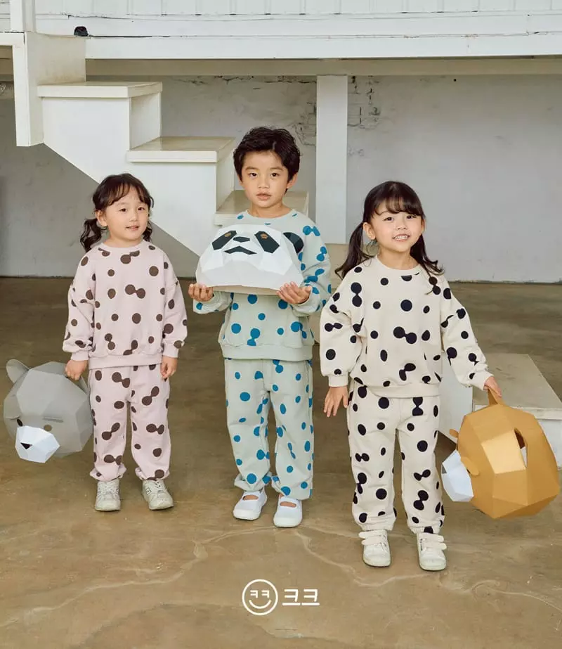 Kk - Korean Children Fashion - #fashionkids - Dot Top Bottom Set - 6