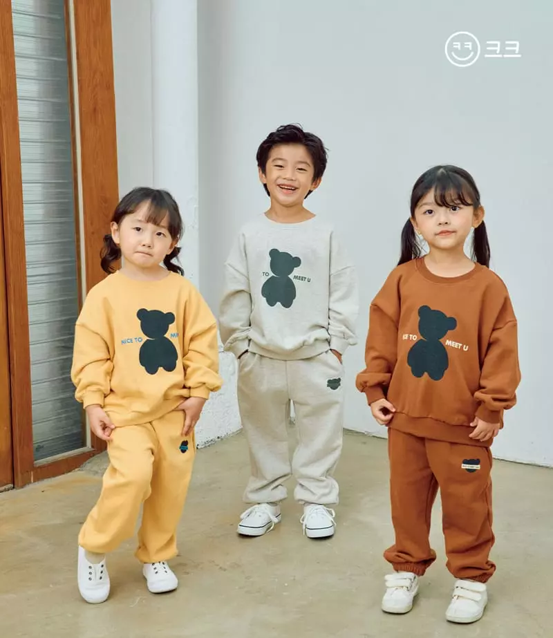Kk - Korean Children Fashion - #fashionkids - Bear Top Bottom Set - 5