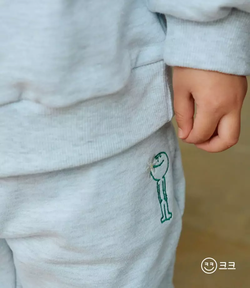 Kk - Korean Children Fashion - #kidsshorts - Smile Embroidery Top Bottom Set - 8