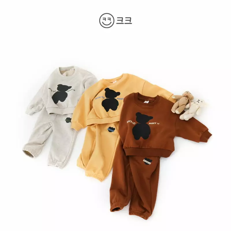 Kk - Korean Children Fashion - #kidsstore - Bear Top Bottom Set - 7