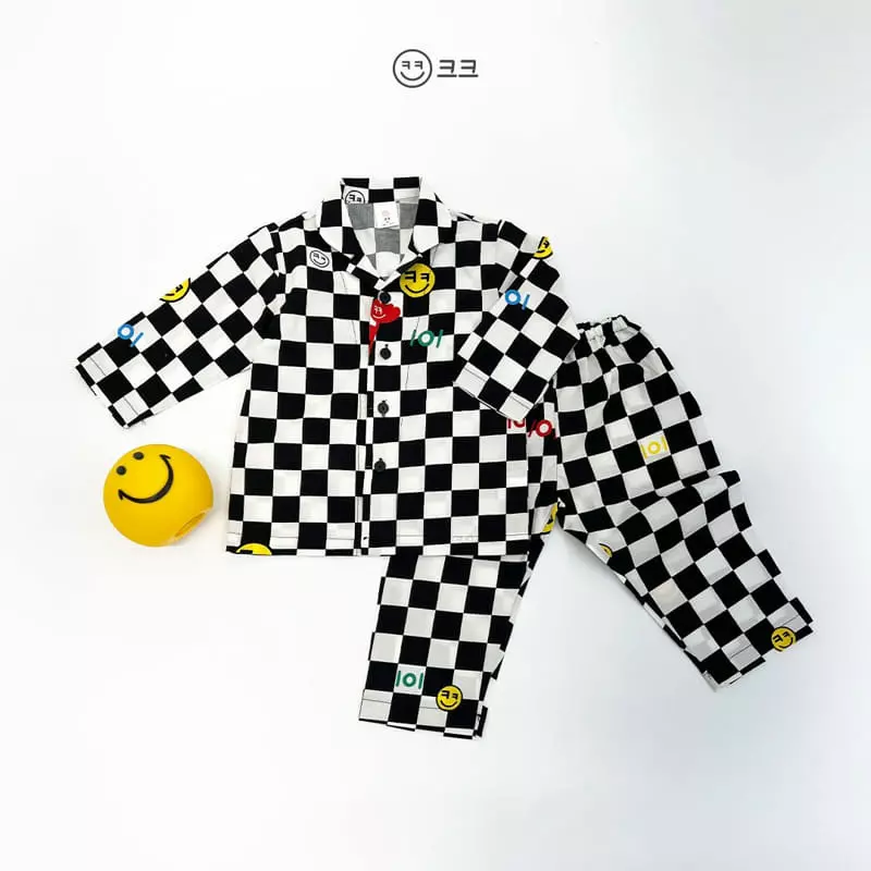 Kk - Korean Children Fashion - #littlefashionista - Smile Checker Board Easywear - 2