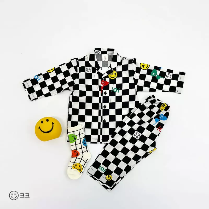 Kk - Korean Children Fashion - #magicofchildhood - Smile Checker Board Easywear - 3