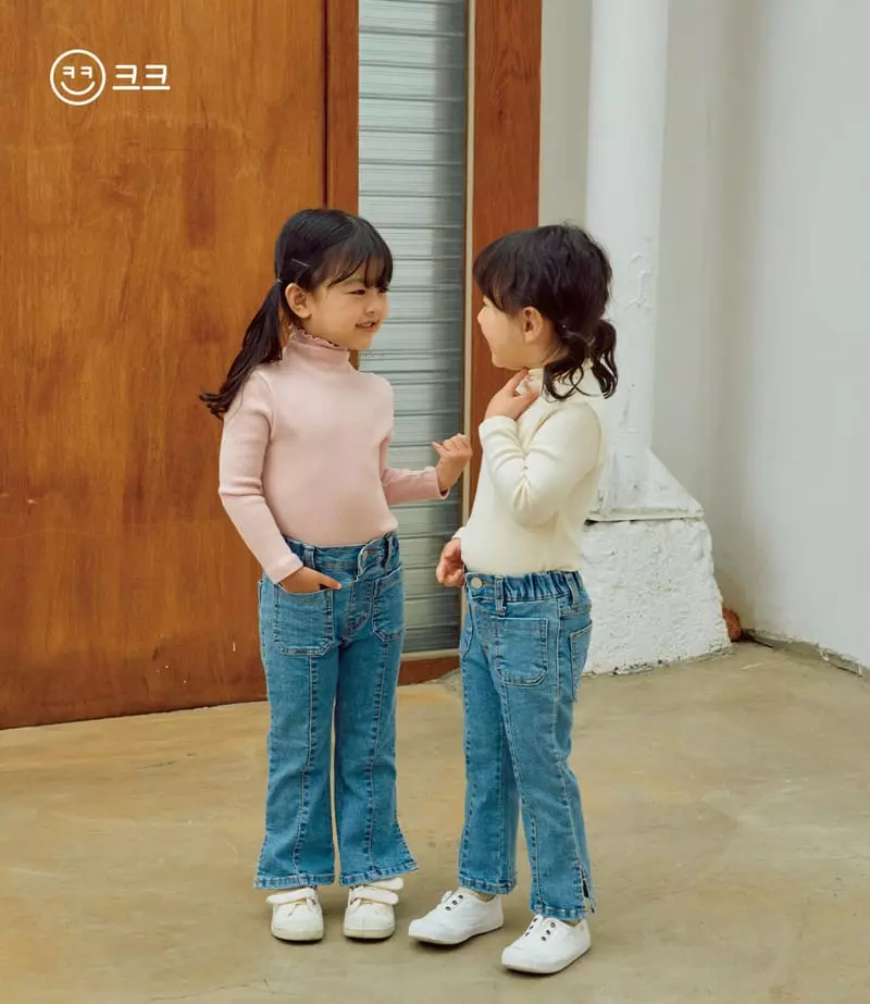 Kk - Korean Children Fashion - #magicofchildhood - Peach Turtleneck Tee