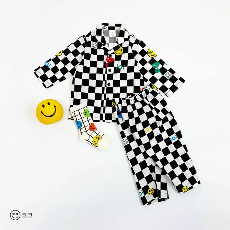 Kk - Korean Children Fashion - #magicofchildhood - Smile Checker Board Easywear - 4