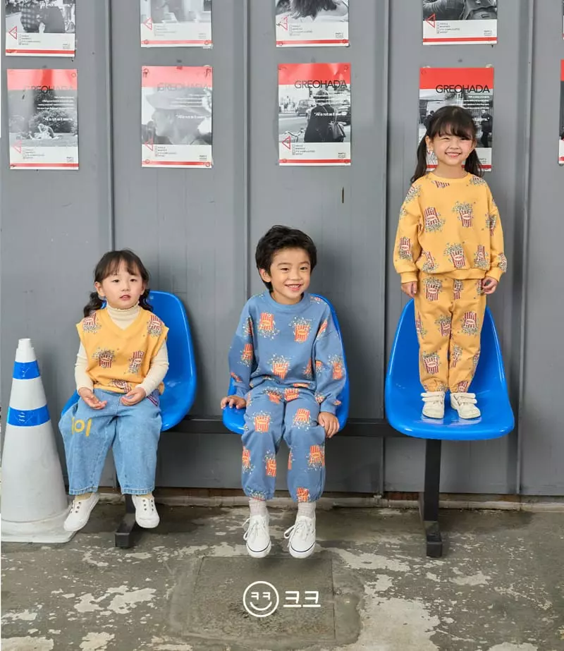 Kk - Korean Children Fashion - #minifashionista - Popcorn Top Bottom Set - 7