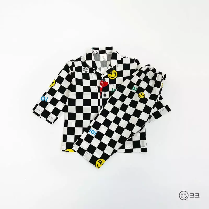 Kk - Korean Children Fashion - #prettylittlegirls - Smile Checker Board Easywear - 5