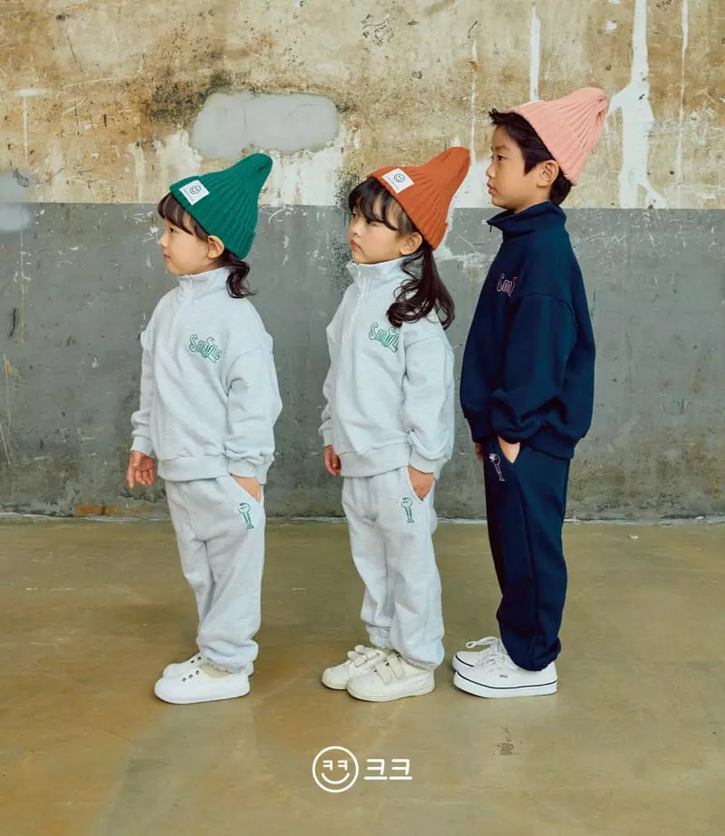 Kk - Korean Children Fashion - #prettylittlegirls - Smile Embroidery Top Bottom Set