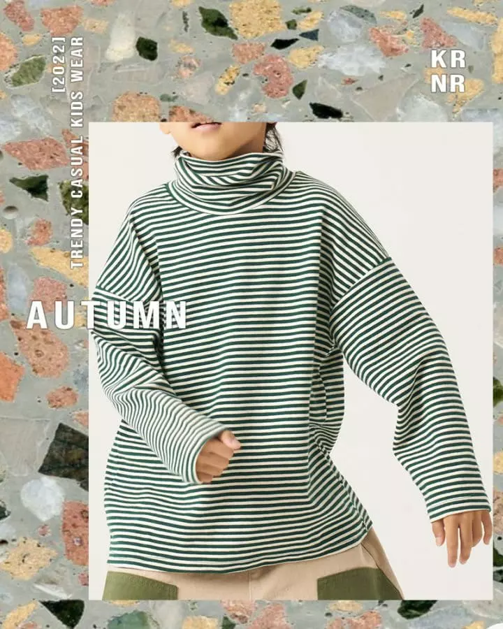 Kurenard - Korean Children Fashion - #todddlerfashion - Stripes High Neck Tee - 10
