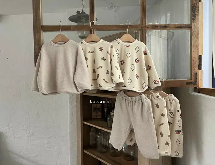 La Camel - Korean Children Fashion - #minifashionista - Toy Waffle Top Bottom Set - 2