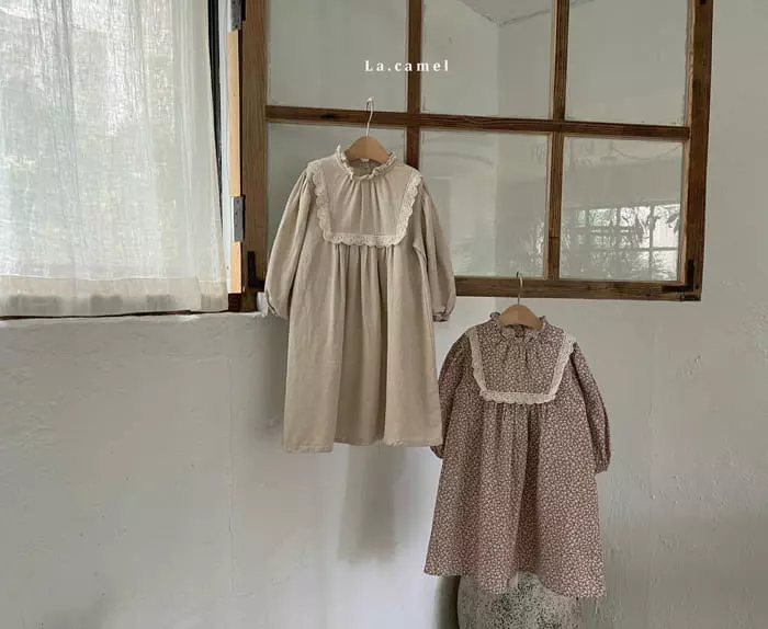La Camel - Korean Children Fashion - #stylishchildhood - Lace One-piece - 2