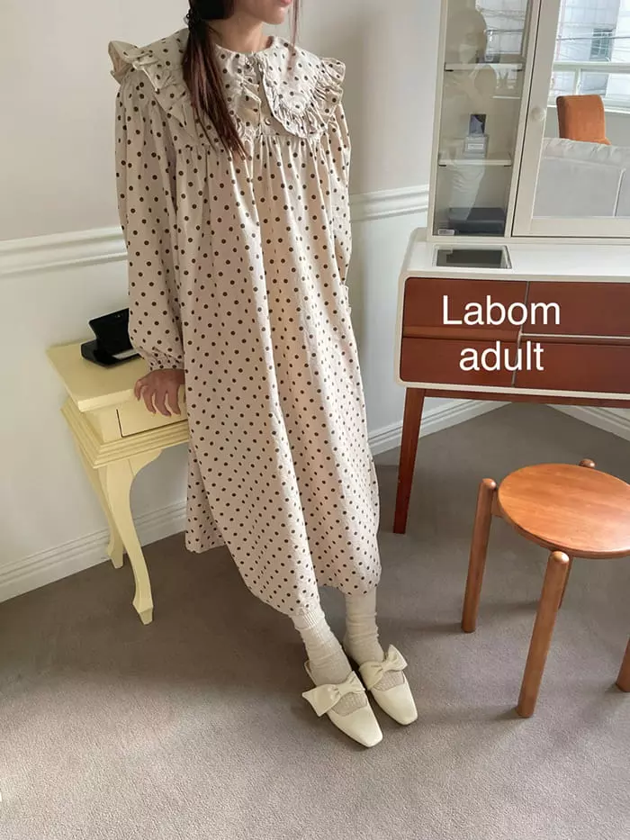 Labom - Korean Women Fashion - #momslook - Nana Dot One-piece Mom - 4