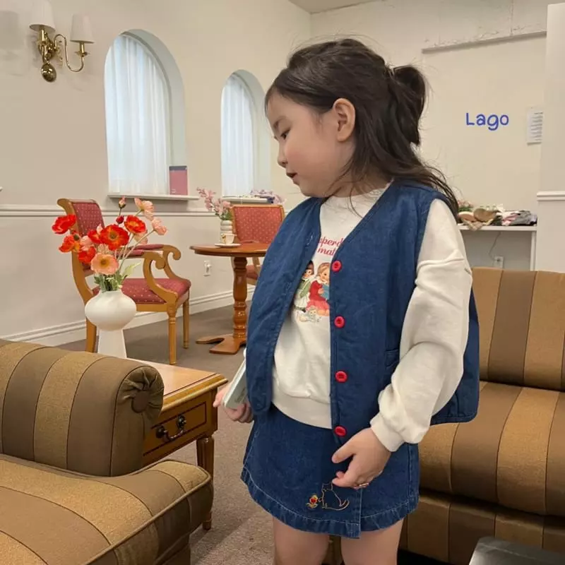 Lago - Korean Children Fashion - #designkidswear - Ribbon Bonding Denim Vest - 2