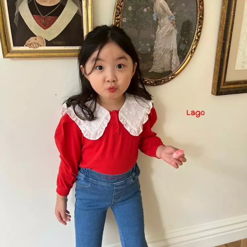Lago - Korean Children Fashion - #discoveringself - Ribbon Lace Collar Tee - 8
