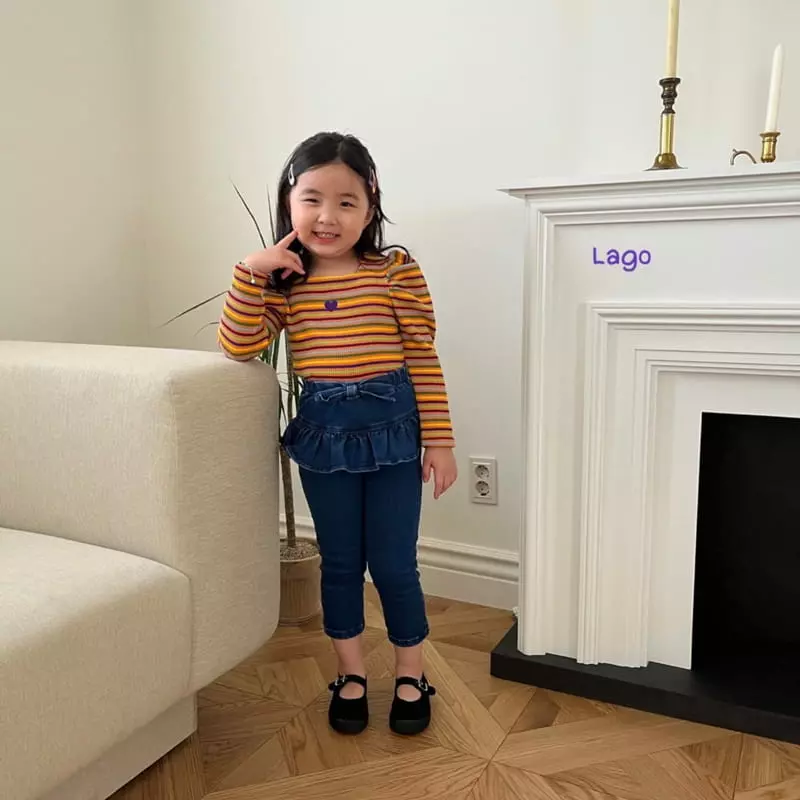 Lago - Korean Children Fashion - #discoveringself - Ribbon Frill Jeans - 3
