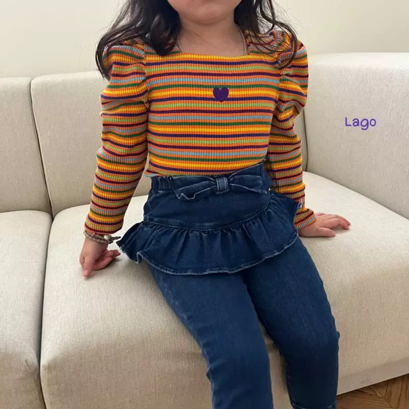 Lago - Korean Children Fashion - #discoveringself - Ribbon Frill Jeans - 4