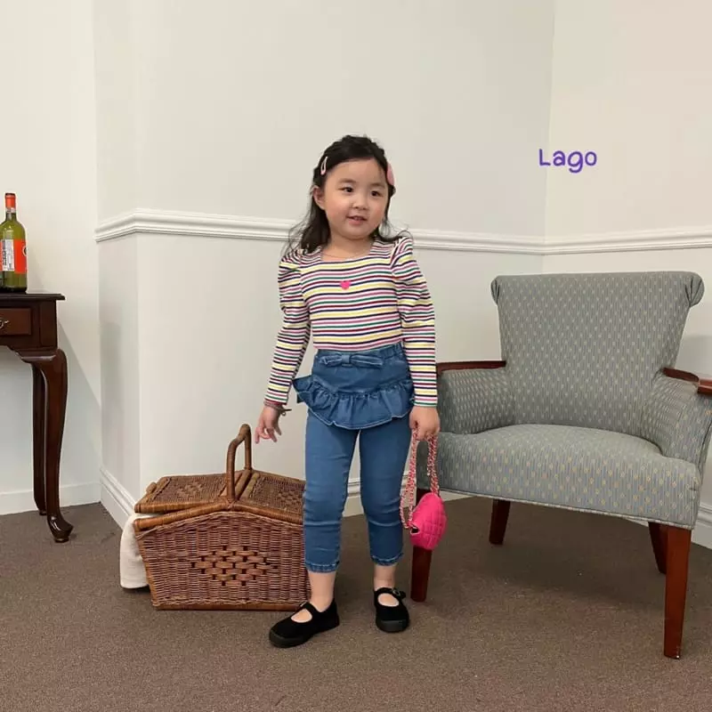 Lago - Korean Children Fashion - #kidsshorts - Ribbon Frill Jeans - 5