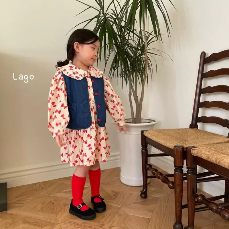 Lago - Korean Children Fashion - #kidsshorts - Ribbon Bonding Denim Vest - 5