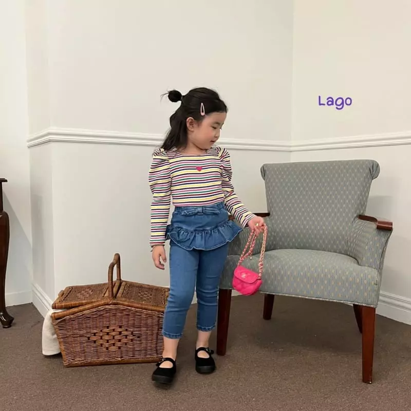 Lago - Korean Children Fashion - #kidsstore - Ribbon Frill Jeans - 6