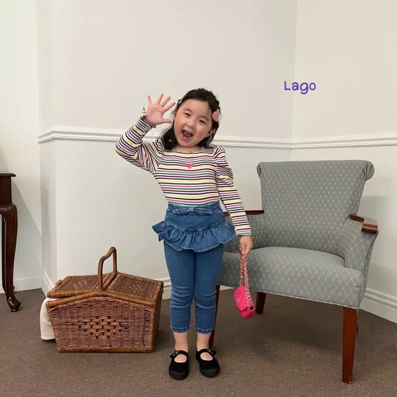 Lago - Korean Children Fashion - #kidzfashiontrend - Ribbon Frill Jeans - 7