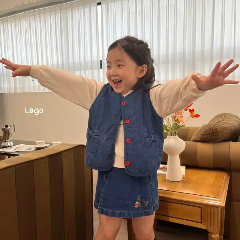 Lago - Korean Children Fashion - #magicofchildhood - Ribbon Bonding Denim Vest - 10