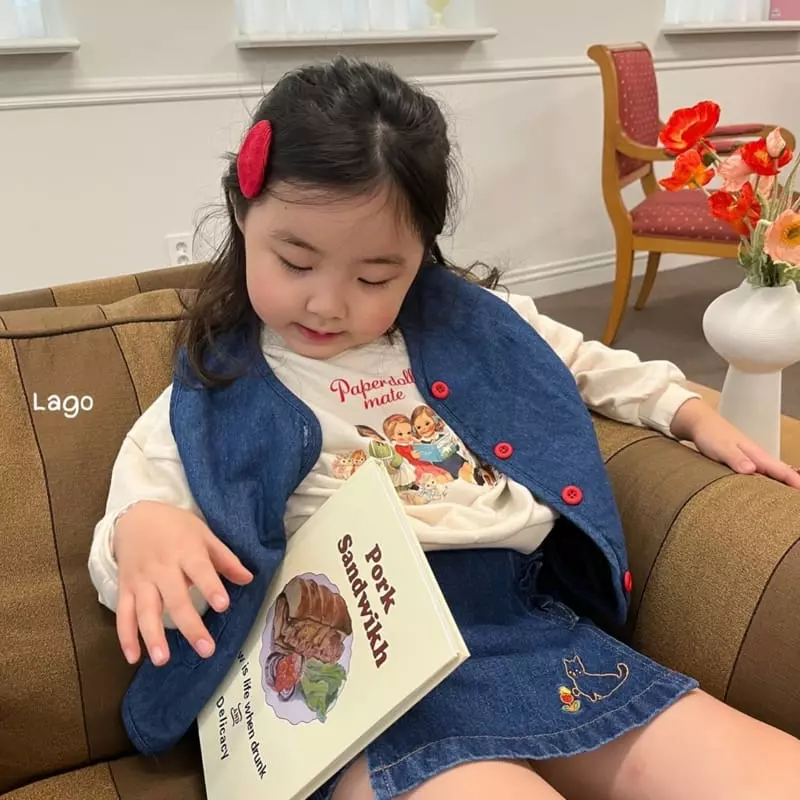 Lago - Korean Children Fashion - #minifashionista - Ribbon Bonding Denim Vest - 11