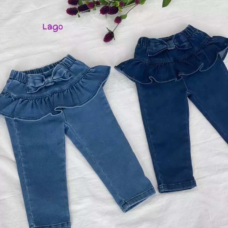 Lago - Korean Children Fashion - #prettylittlegirls - Ribbon Frill Jeans - 12